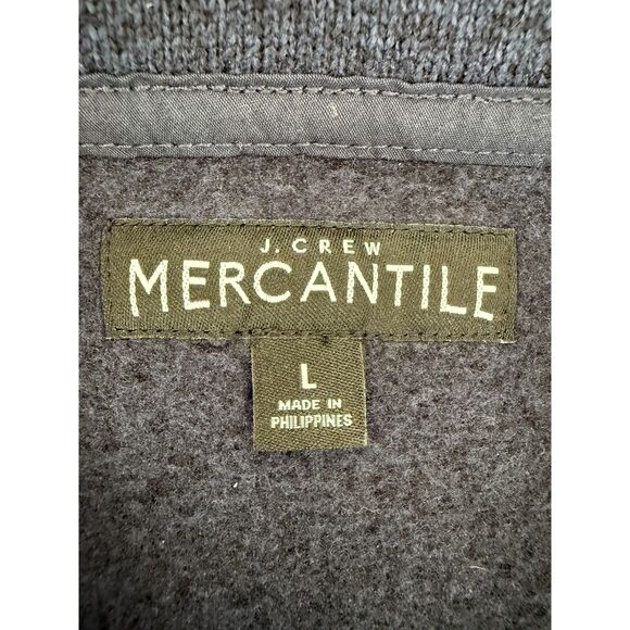 J Crew Mercantile Men's 1/4 Zip Sweater Fleece Pullover Jacket Navy Blue Size L - Picture 3 of 12